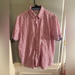 True Grit Red and White Casual Button Down Shirt Medium